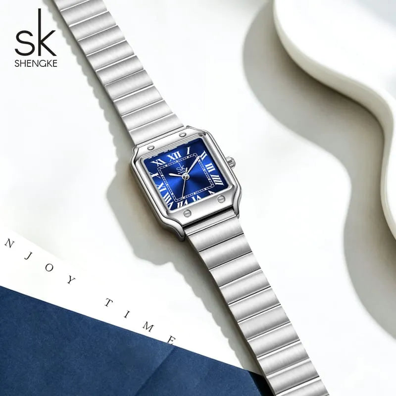 SHENGKE Fashion Square Women Quartz Watch Classic Design Stainless Steel Ladies Wrist Watches Ready to Ship Wristwatches