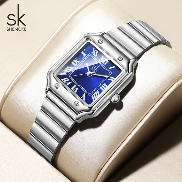SHENGKE Fashion Square Women Quartz Watch Classic Design Stainless Steel Ladies Wrist Watches Ready to Ship Wristwatches