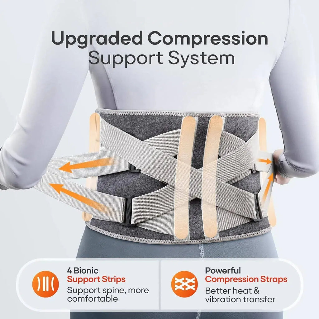 Portable Heating Pad for Back Pain Relief, Cordless Lower Back Massager Heated Back Brace Father's Day Gifts, for Dad Mom