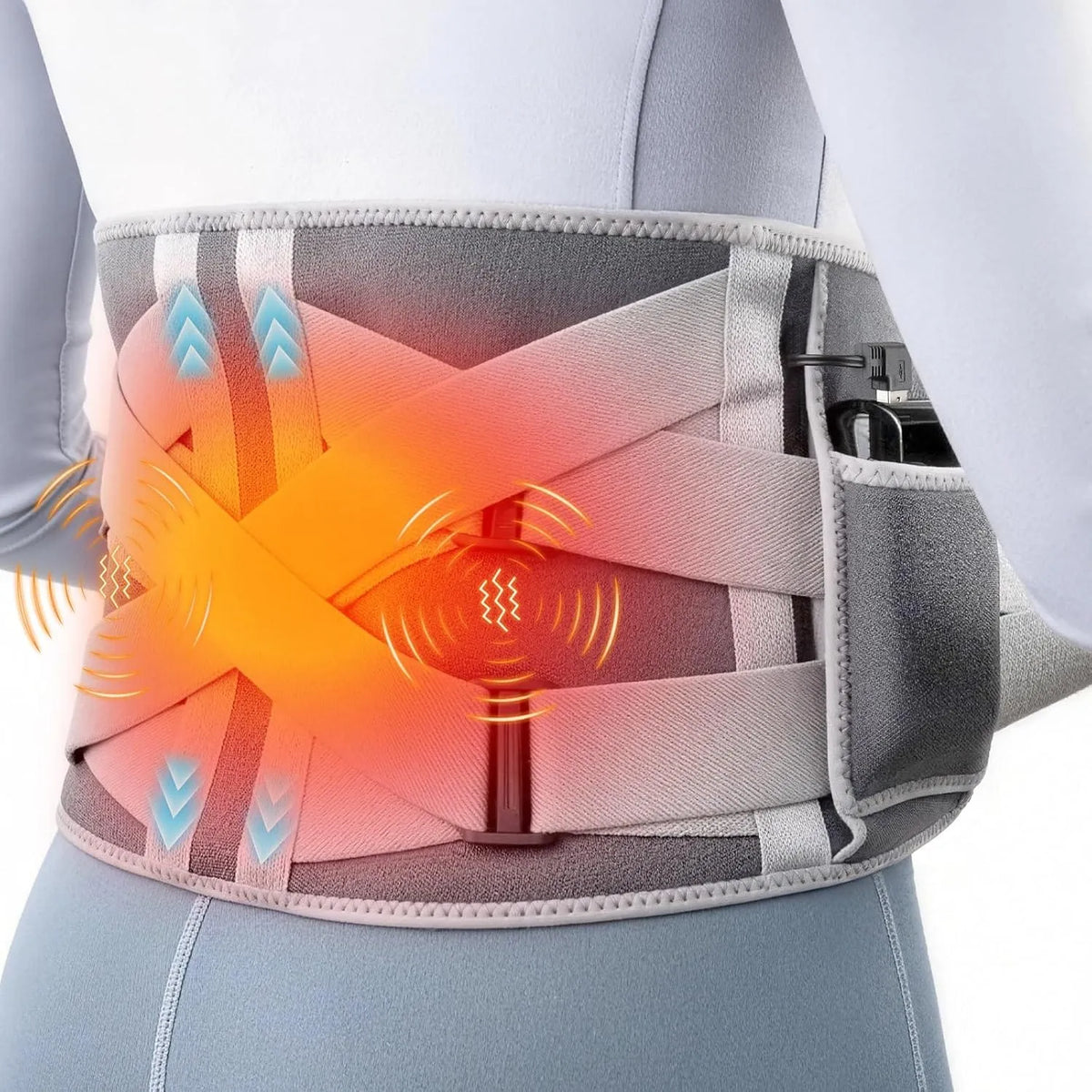 Portable Heating Pad for Back Pain Relief, Cordless Lower Back Massager Heated Back Brace Father's Day Gifts, for Dad Mom