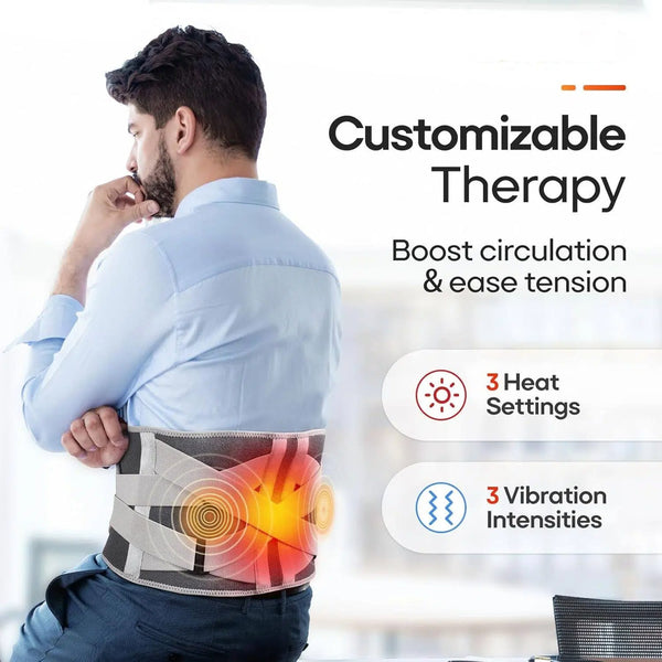 Portable Heating Pad for Back Pain Relief, Cordless Lower Back Massager Heated Back Brace Father's Day Gifts, for Dad Mom
