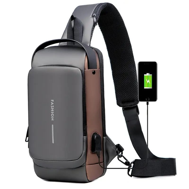 Anti Theft crossbody sling bag with USB charging port water proof chest bag