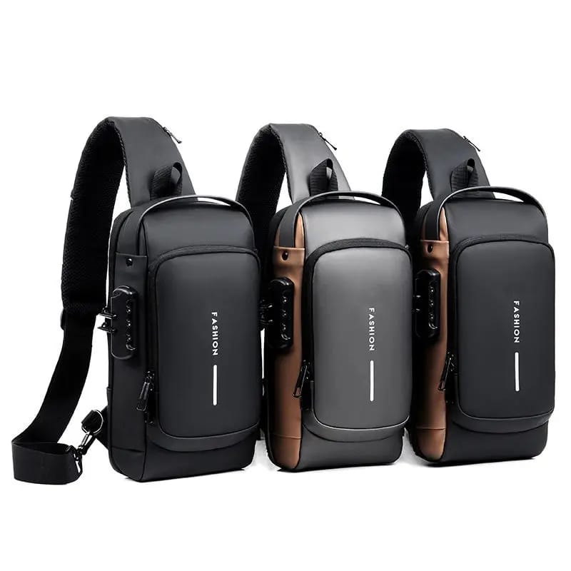 Anti Theft crossbody sling bag with USB charging port water proof chest bag