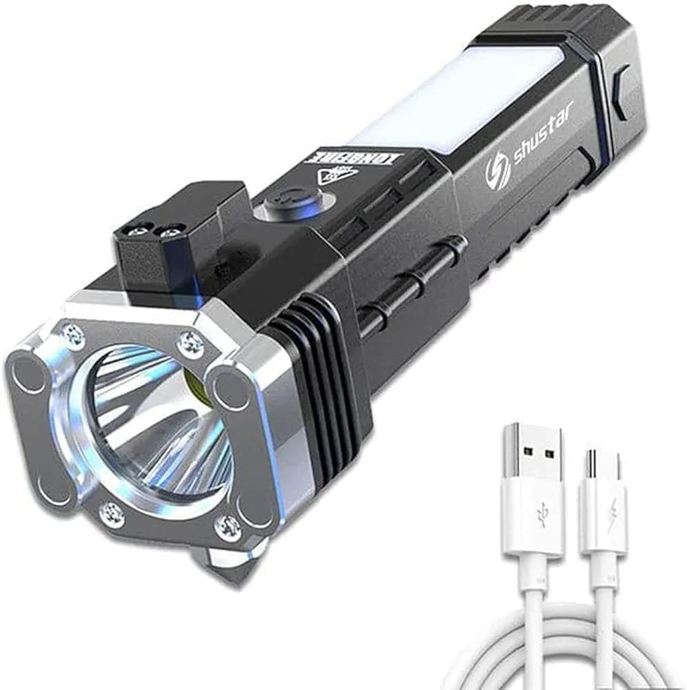 Rechargeable Omni COB Work Light & Strong Outdoor Flashlight with Magnetic Base & Safety Hammer
