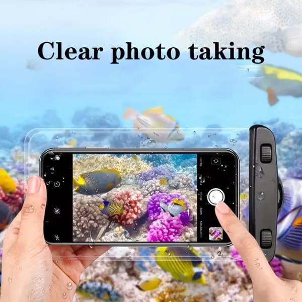 HD Transparent Waterproof Phone Case Cover with Secure Lock for Underwater Photography