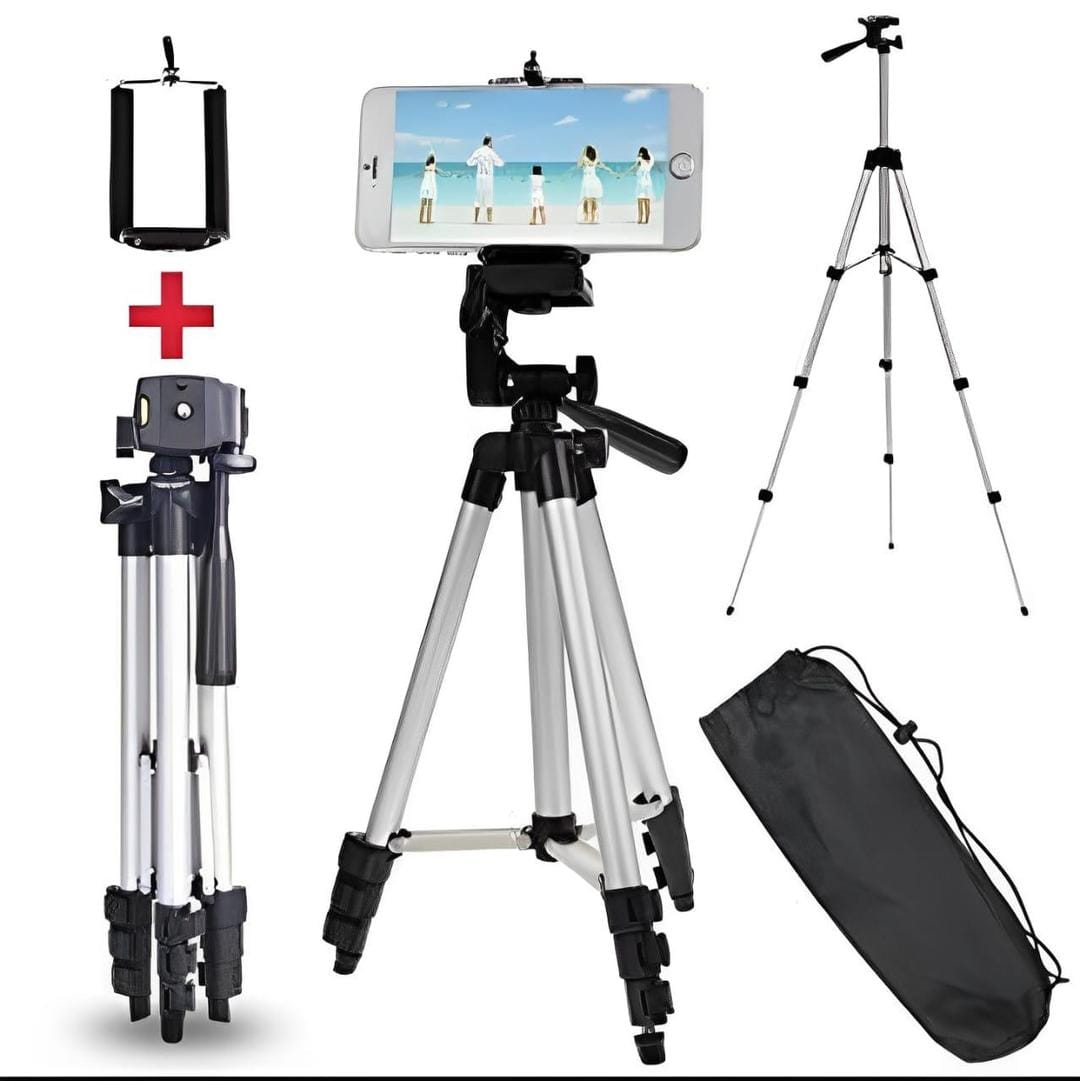 3110 Portable Lightweight Aluminum Tripod Stand for Mobile Phone & Camera with Phone Holder & Carry Bag