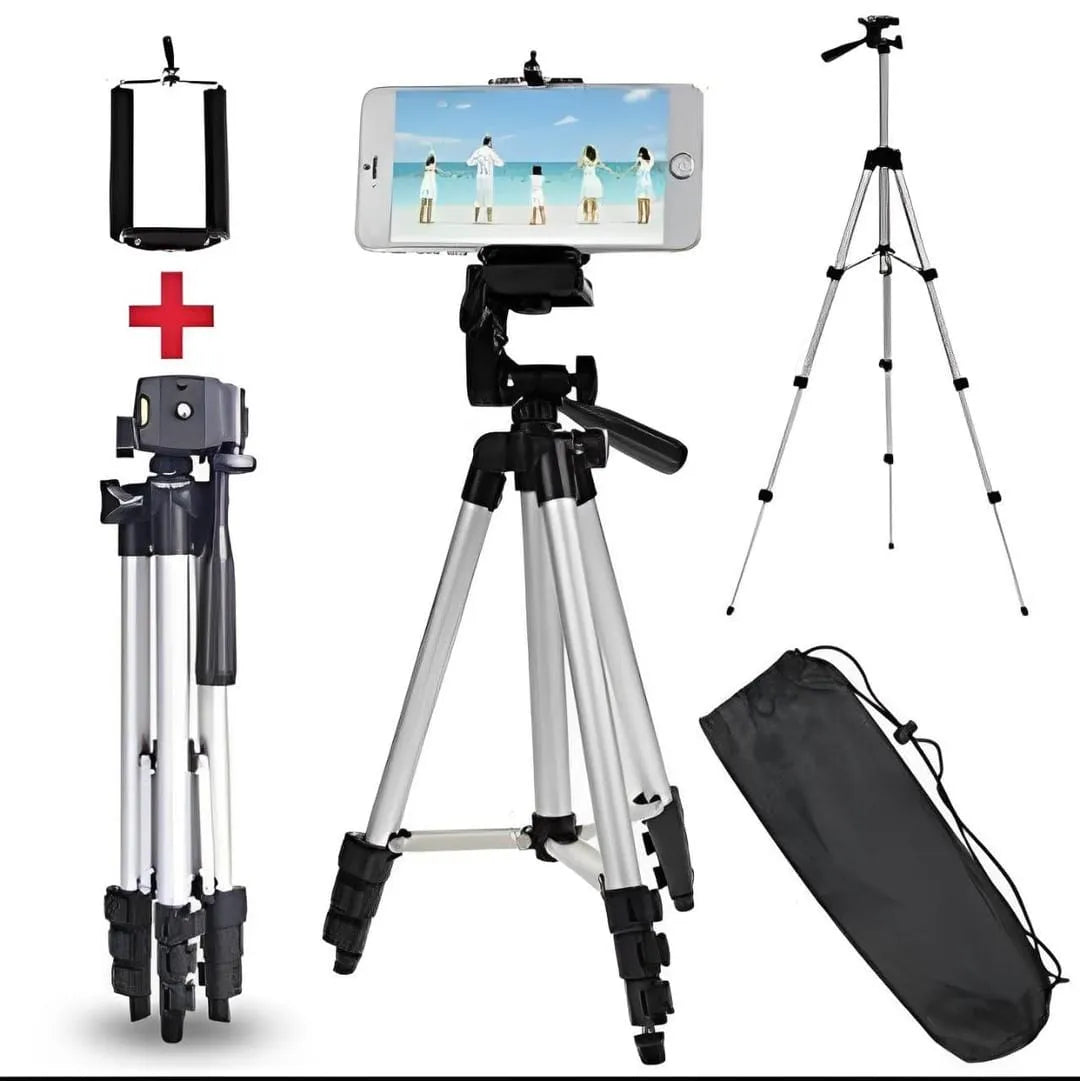 3110 Portable Lightweight Aluminum Tripod Stand for Mobile Phone & Camera with Phone Holder & Carry Bag